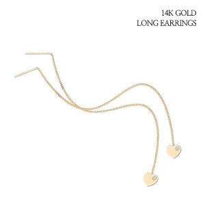 정품 14K GOLD 골드 큐빅 하트 롱 귀걸이 G303
